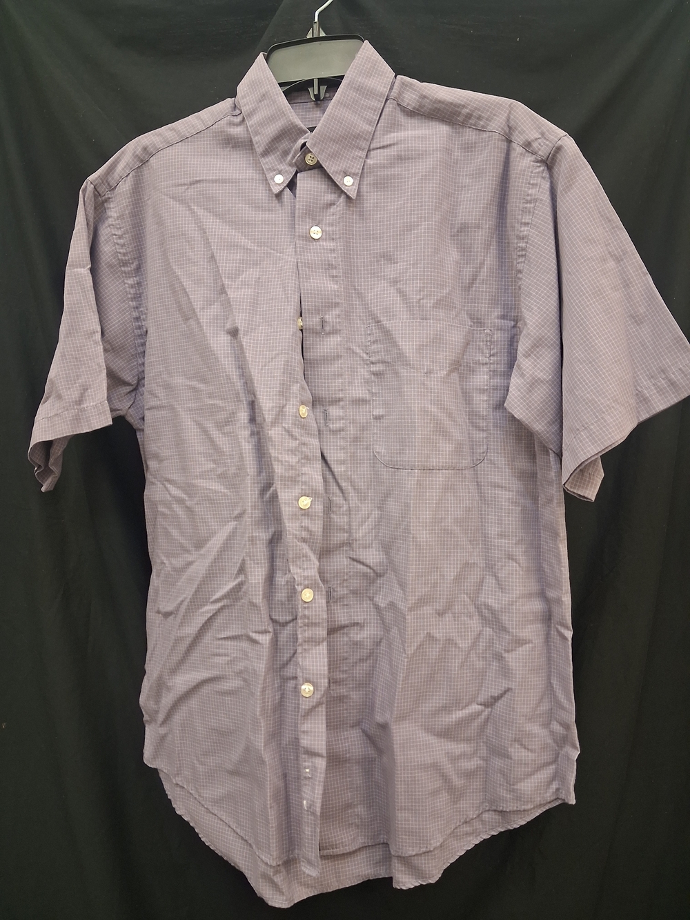 Van Heusen Men's Light Purple Check Short-Sleeve Button-Down Shirt